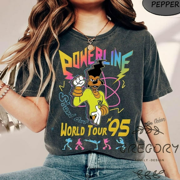 Retro Disney A Goofy Movie Powerline World Tour 95' Comfort Colors T-Shirt, Vintage Goofy Movie Powerline Shirt, Disneyland Family Trip