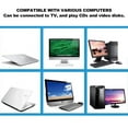 thumbnail image 3 of DVD Lecteur Externe & Appareil HDD USB 3.0 Portable /DVD/VCD pour Ordinateur Portable PC de Bureau ROM pour Windows, Linux, OS Blanc, 3 of 7