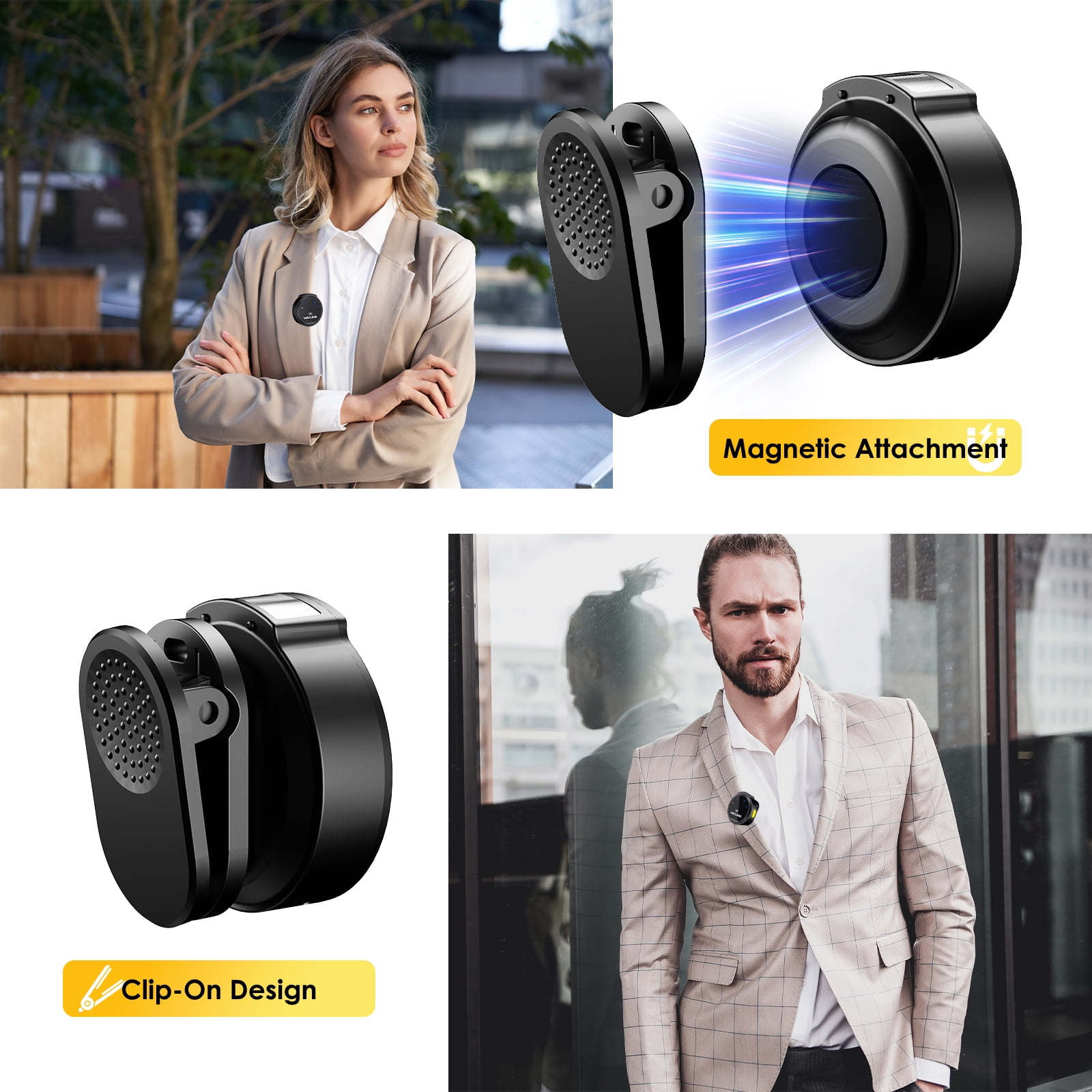 WAVLINK Wireless Microphone, Dual Wireless Mic with USB Battery Case for phone Vlog/Video Recording