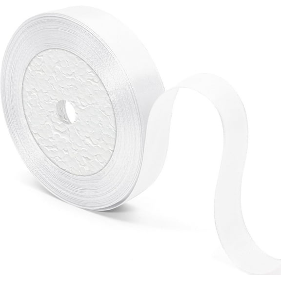 White color Ribbon 2cm * 22.8m,Gift Wrap Ribbons, Single Face Polyester Silk Fabric Hair String Ribbon for Craft, Flower Bouquets, Gift Wrapping and Valentines Decoration