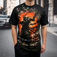 thumbnail image 2 of Men Japanese Samurai Dragon Graphic Crew Neck T-Shirt, Loose Fit Short Sleeve Cool Oriental Print Basic Tee Summer Street Casual Daily Tops(Orange2,XL), 2 of 5