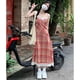 thumbnail image 5 of Vestido con cuello en V,Vestido con tirantes finos Vestido a cuadros de seda Vestido con tirantes finos Muy recomendado, 5 of 8