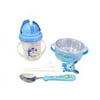 Panda Superstore PS-BAB166802011-HIROCO00896 4 Piece Lovely Cartoon Unbreak & Heat Insulation Baby Dinnerware Sets, Blue