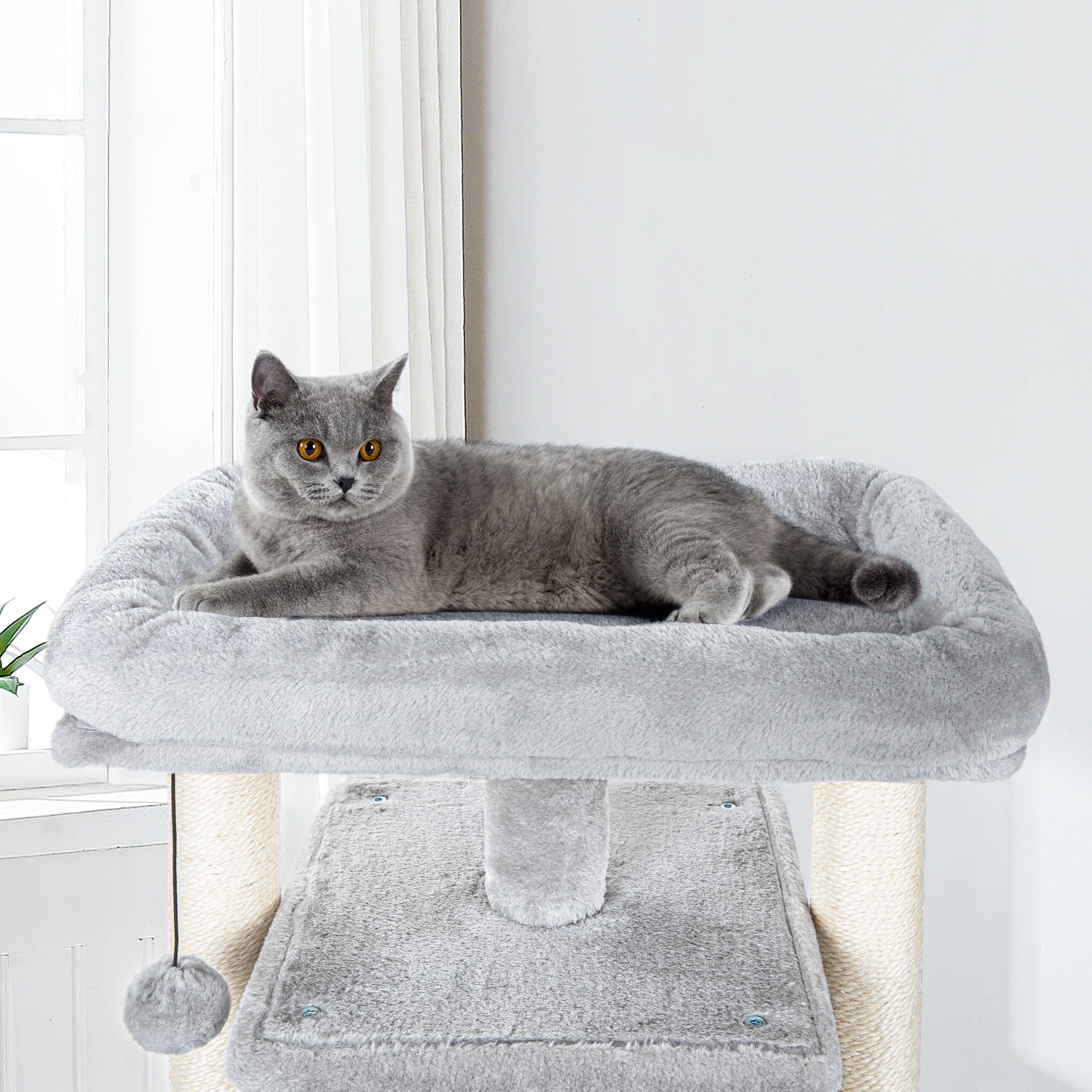 Pefilos Cat Tree Cat Houses for Outdoor Cats Cat Condo for Large Cats with Sisal Scratching Posts, Cat Nest for Indoor Cats Plush Perch, Cat Tower Furniture Cat Bed, Gray Pefilos Cat Tree Cat Houses for Outdoor Cats Cat Condo for Large Cats with Sisal Scratching Posts, Cat Nest for Indoor Cats Plush Perch, Cat Tower Furniture Cat Bed, Gray