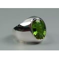 thumbnail image 3 of 925 Sterling Silver Certified Mens Rare Peridot Men's Gift Ring, 3 of 3