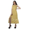 thumbnail image 3 of Moomaya Rayon Printed Halter Neck Dress Womens Front Slit Long Maxi Party Dress, 3 of 4