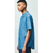 Obey SKY BLUE MULTI Langton Short-Sleeve Striped Regular Fit Shirt, US Medium