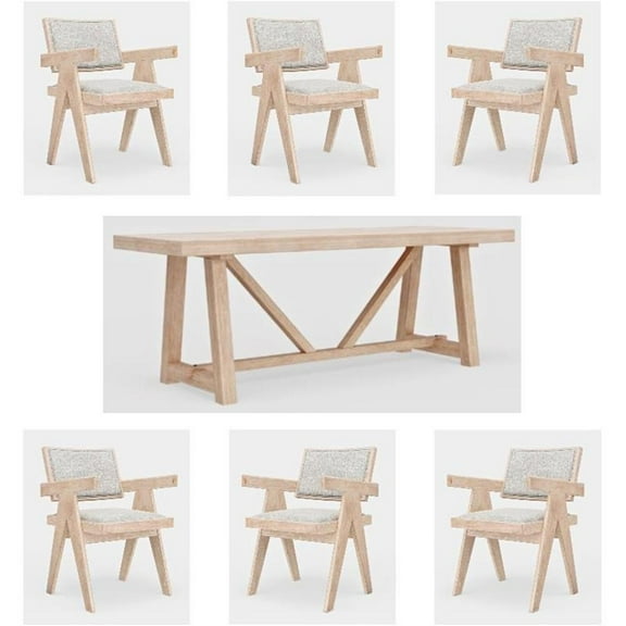 Home Square 7-Piece Set with Rectangular Dining Table and 6 Side Chairs