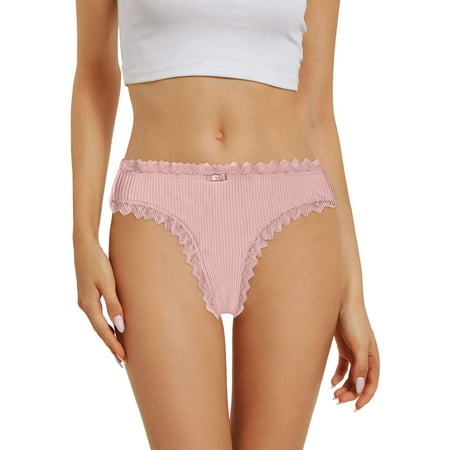 

Underwear For Women Cute Seamless Lace Trim Cotton Briefs Panties 3 Pack