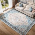 thumbnail image 3 of Toyoso 8x10 Area Rug Living Room Rugs - Vintage boho Decor Floral Area Rugs for Bedroom Dining Room Machine Washable Farmhouse Floral Carpet- Blue, 3 of 9