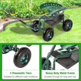 thumbnail image 5 of Kinbor Garden Scooter Garden Seat with Wheels, Rolling Gardening Cart with Seat, Metal Garden Wagon Cart, Green, 5 of 9