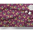 thumbnail image 3 of Soimoi Tissu Satin Modal Rose Imprimé de Fruits de Pêche et Ananas 1 Yard 42 Pouces de Large, 3 of 3