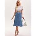 thumbnail image 3 of DARING DIVA Women's Denim Ruffle Below Knee Fishtail Jean Skirts Medium Light Blue, 3 of 7