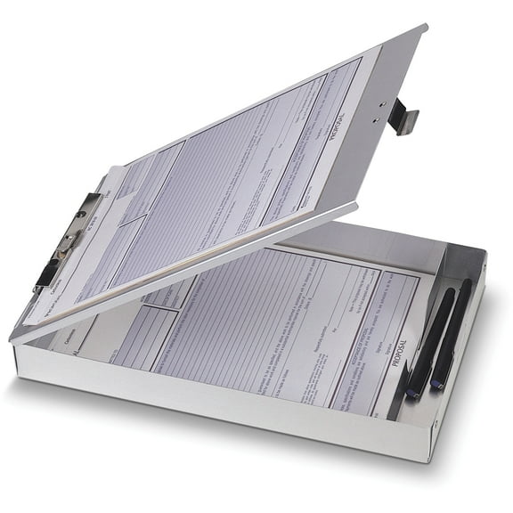 Officemate Aluminum Storage Clipboard & Form Holder, Steel Clip, 8 1/2 x 12 inches, Silver (83200)