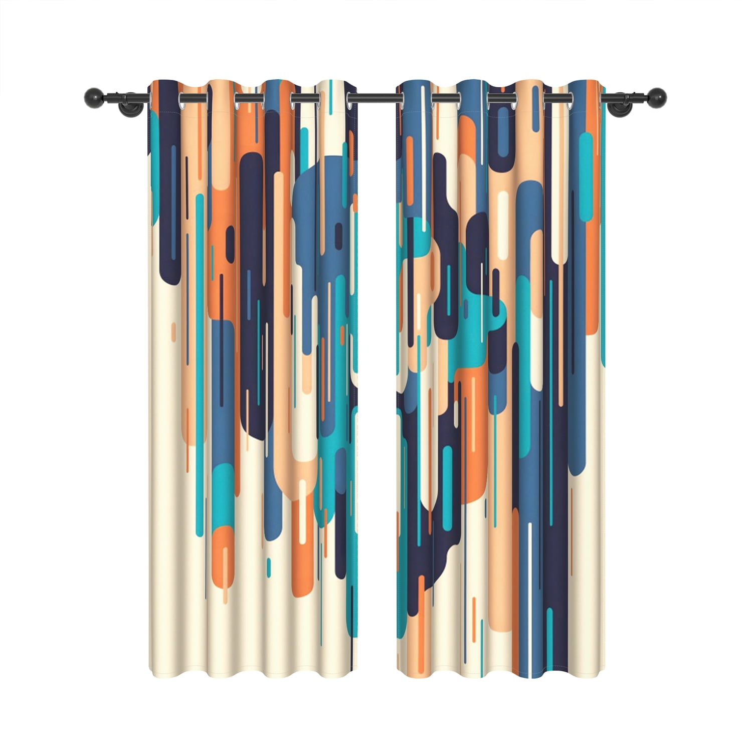Aofoto Abstract Color Blackout Curtains , Ombre Grommet Top Window Curtains for Bedroom Living Room , 2 Panel , 52"x84"