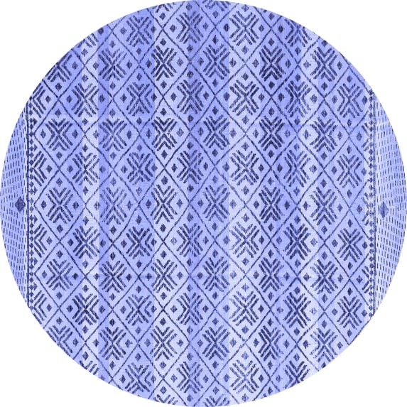 Ahgly Company Machine Washable Indoor Round Abstract Blue Modern Area Rugs, 6' Round