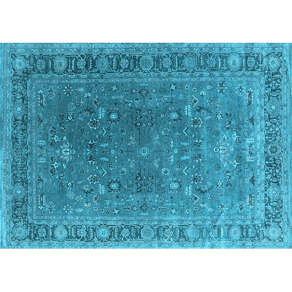 Ahgly Company Indoor Rectangle Oriental Light Blue Industrial Area Rugs, 2' x 4'