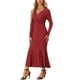 thumbnail image 2 of Vestidos largos ajustados Inspire Chic con cinturón, vestido de cola de pez sexy de longitud hasta el suelo, rojo, 2XL, 2 of 6