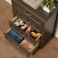 thumbnail image 3 of Aiho Brown Dresser with 4 Drawers, Vertical Storage Dresser for Bedroom, Hallway, Entryway, Closet Organizer, Nightstand Bedside Table Furniture, 3 of 11