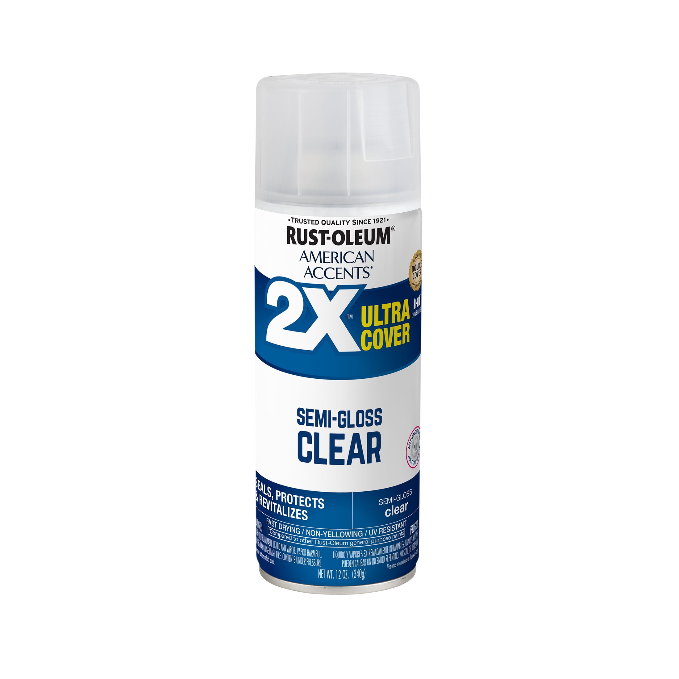 (6 pack) Clear, Rust-Oleum American Accents 2X Ultra Cover, Semi-Gloss Spray Paint-327865, 12 oz