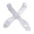 thumbnail image 6 of Women's Long Satin Opera Gloves, Elegant Solid Color Formal Evening Gloves, Soft Stretchy Wedding Prom Halloween Cosplay Accessories for Daily Dress Up White, 6 of 6
