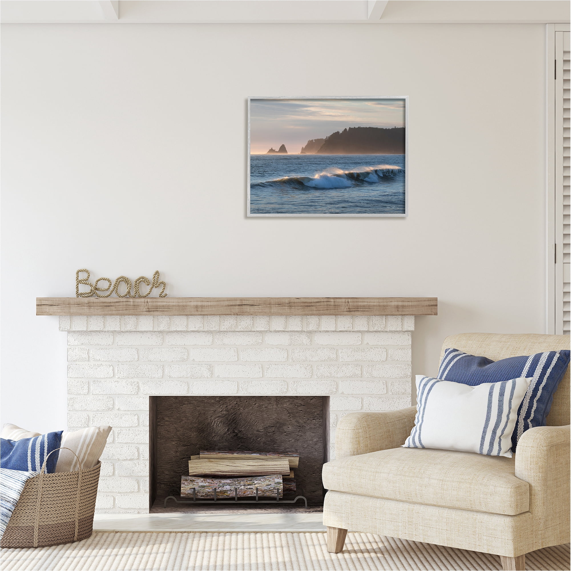 Stupell Industries Rolling Waves Photography Landscape Photography Gray Framed Art Print Wall Art, 30 x 24