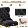 thumbnail image 3 of Velvet Dining Chairs Set of 4, Upholstered Tufted Dining Chairs with Stainless Steel Legs & Pull Ring for Dining Room, Living Room, 3 of 6