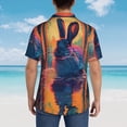 thumbnail image 4 of Pofeuu Neon Rabbit In Archway Print Hawaiian Shirt for Men Sleeves Casual Button Down Summer Beach Dress Shirts T-Shirts,3X-Large, 4 of 7