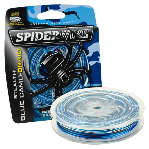 SpiderWire Stealth® Blue Camo Braid Fishing Line, Blue Camo, 10 lb Test Strength, 300 yd