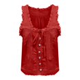 thumbnail image 5 of Mittory Women Lace Trim Vest Tank Tops Semi Sheer Tie Button Front Crop Going Out Tops Cute Summer Cami Shirt, 5 of 5
