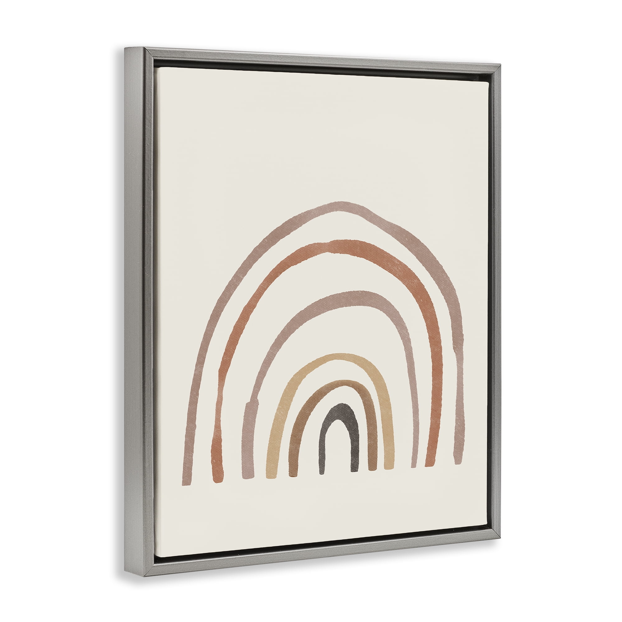 Stupell Industries Quirky Neutral Rainbow Abstract Painting Gray Floater Framed Canvas Art Print Wall Art, 17 x 21