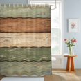 thumbnail image 4 of Shower Curtains for Bathroom, Farmhouse Sage Green Brown Waterproof Fabric Shower Curtain, Vintage Wooden Striped Decorative Bathroom Curtain for Bathtub, 72"x72", No Hooks Included, 4 of 9