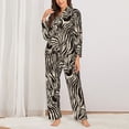 thumbnail image 2 of Pofeuu Leopard And Zebra1 Print Womens Pajamas Set Long Sleeve Sleepwear Button Down Nightwear Soft Pj Lounge Sets Button Down Pajamas Women-XX-Large, 2 of 7
