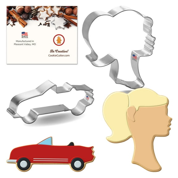Doll Head Convertible Cookie Cutter Set 2 Pc - Foose Cookie Cutters - USA Tin Plated Steel