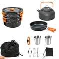 thumbnail image 2 of XMZHOU Camping Cookware Kit, Non-Stick Stainless Steel Lightweight Pot Kettle with Portable and Foldable Knife, Fork, Spoon and Water Cup Set for Outdoor Camping Backpacking Outdoor Picnic, Orange, 2 of 12