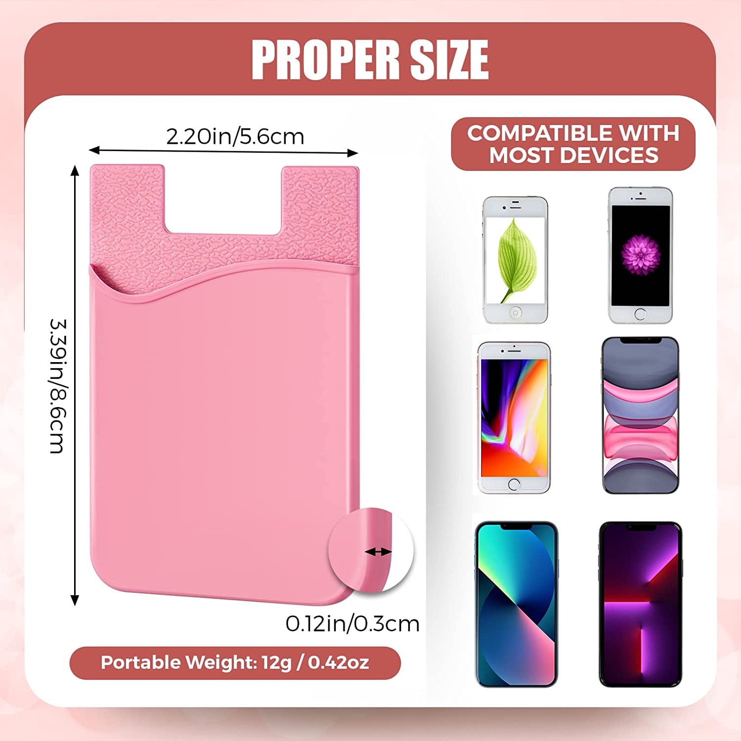 Zakora 4Pack Adhesive Phone Card Holder, Silicone Self Adhesive Card Holders For Back Of Phone, Phone Wallet Stick On, For Credit Card (Blue, White - View #6
