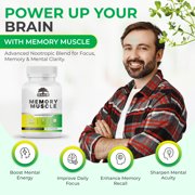 Memory Muscle, Premium Memory Support Supplement with Nootropics for Enhanced Focus & Mental Clarity - Featuring B12 for an Added Energy Boost