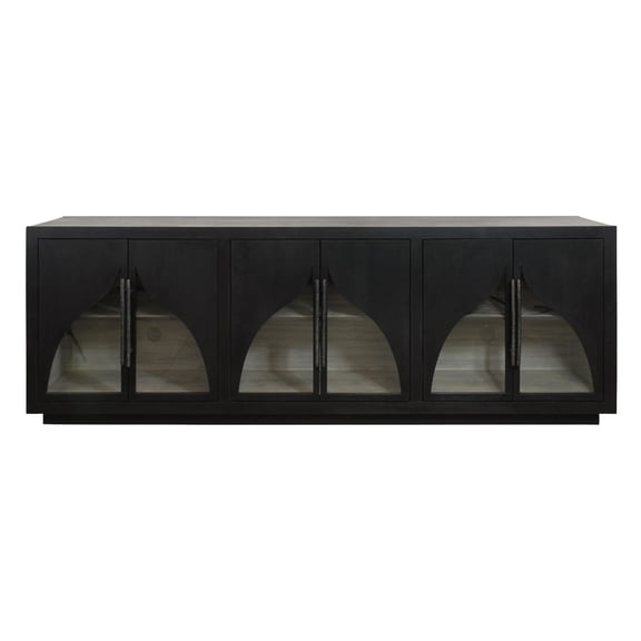 Kate 6-Door Solid Wood Sideboard with Oak Wood in a Dark Brown Finish