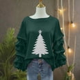 thumbnail image 5 of Womens Christmas Sweatshirts Pleated Long Sleeves Christmas Tops Crew Neck Pullover Sweater Blouses Xmas Graphic Dressy Causal Christmas Shirts Top, 5 of 5