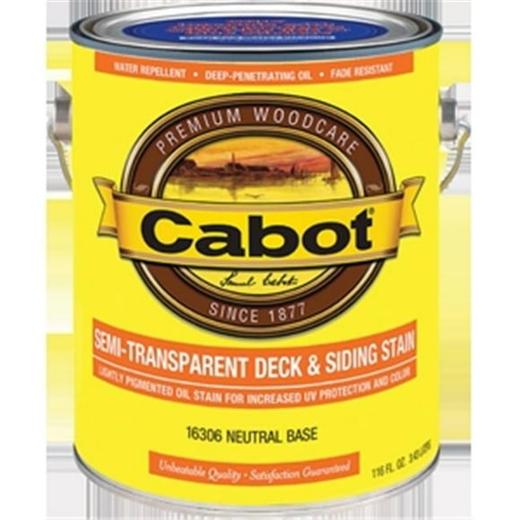 Cabot 16306 1 Gallon, Neutral Base Semi Transparent Deck & Siding Stain