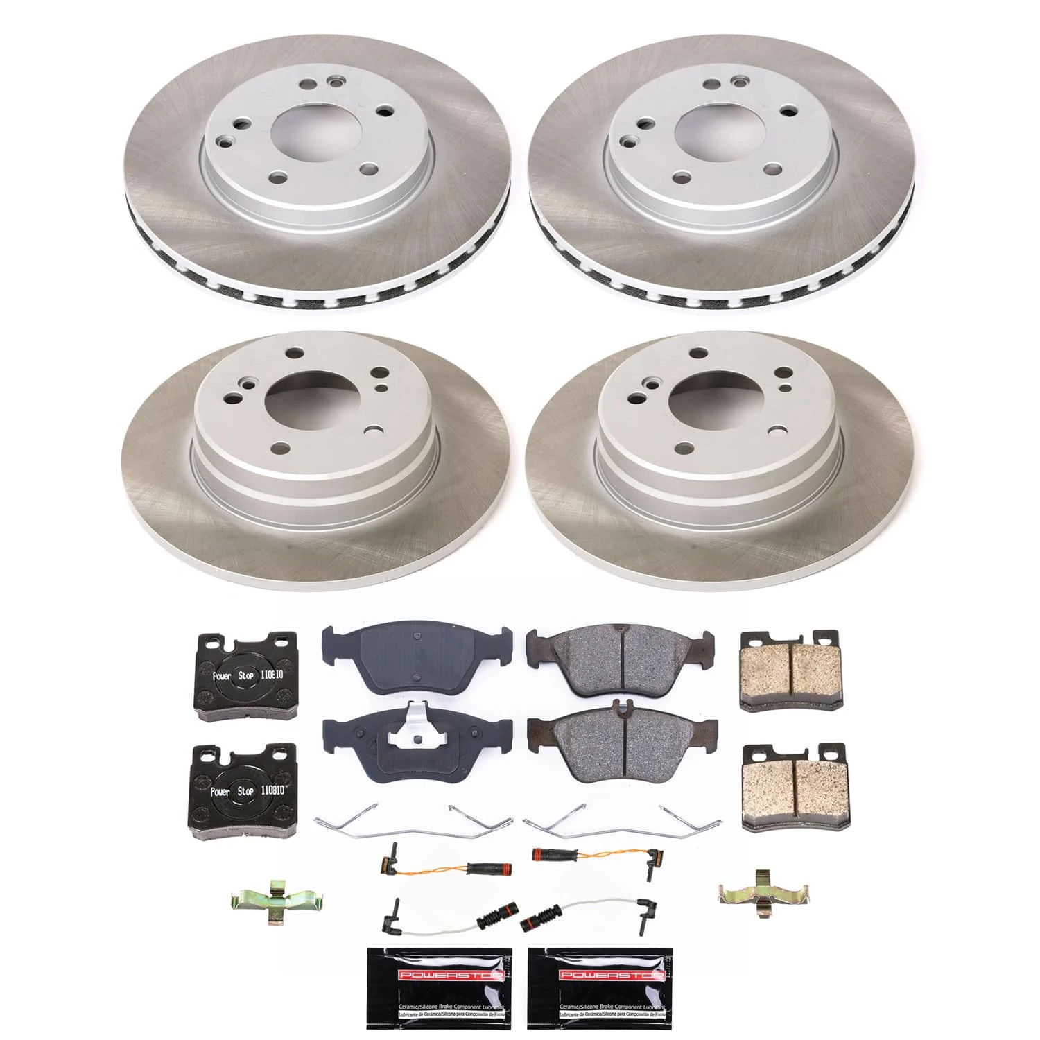 PowerStop Front and Rear Semi-Coated Rotor and Low-Dust Ceramic Brake Pad Kit SC4248