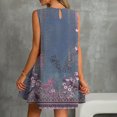 thumbnail image 6 of Womens Summer Dress with Pockets Floral Print Sleeveless Loose Crew Neck Tank Short Dress Pleated Swing Sundress (XL, Navy), 6 of 7