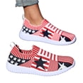thumbnail image 2 of Patriotic Sneakers for Women Knit American Flag Sneakers Slip on Red White and Blue Fourth of July Shoes Star Stripe Summer Comfy Soft Sport Patriotic Shoes Breathable Outdoor,Red 36(US-5.5), 2 of 3