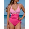 thumbnail image 6 of Eytino Womens One Piece Swimsuits Ribbed Tummy Control High Cut One Piece Bathing Suit, Pink, 6 of 12