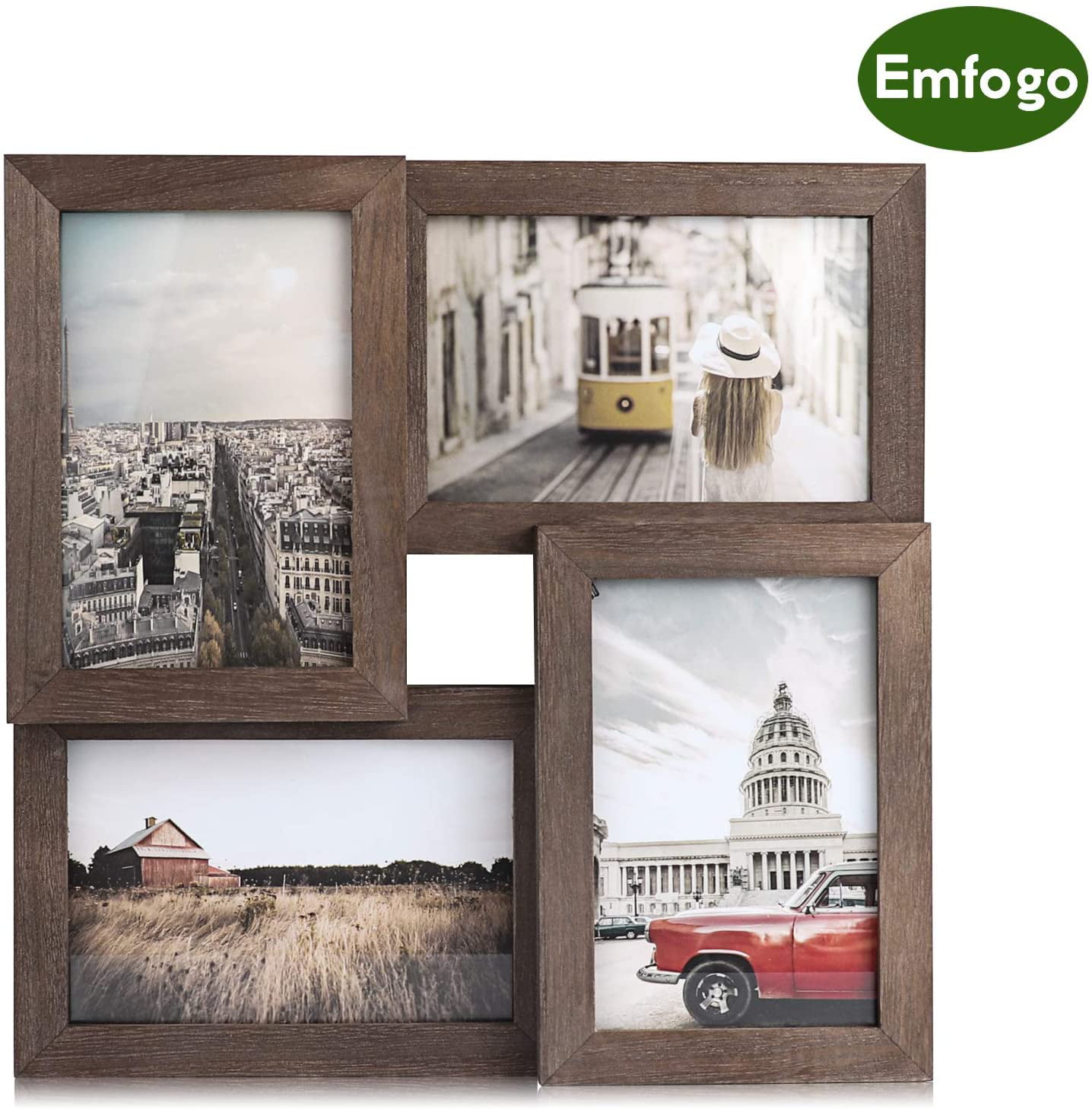 Details about   Collage Picture Frames Hanging Photo Display Rustic Wood Carbonized Black 