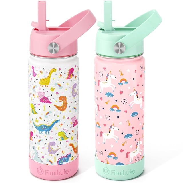Botella de agua Fimibuke Kids con aislamiento, 530 ml, acero inoxidable, paquete de 2