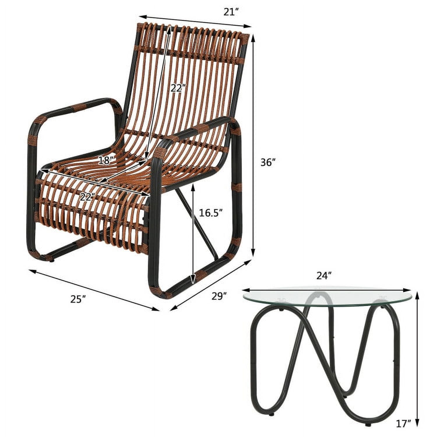 Aimee Lii 3 Pieces Wicker Patio Furniture Set with 2 Single Wicker Chairs and Glass Side Table Aimee Lii 3 Pieces Wicker Patio Furniture Set with 2 Single Wicker Chairs and Glass Side Table