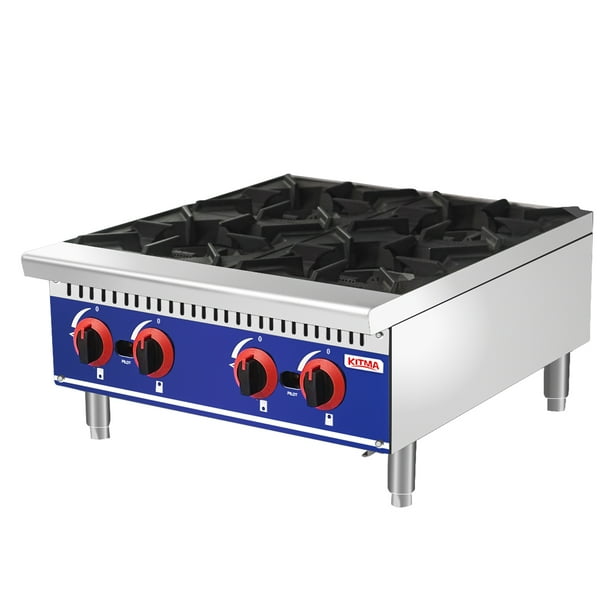 Commercial Countertop Hot Plate, 4 Burner Natural Gas Range, Countertop