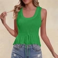 thumbnail image 2 of Tiqkatyck Tank Top for Women's New Vacation Slim Fit Short Square Neck Hollowed Out Solid Color Vest Outside Knit Top Sleeveless Crochet Tunic Tops Summer Tops for Women Army Green L, 2 of 4