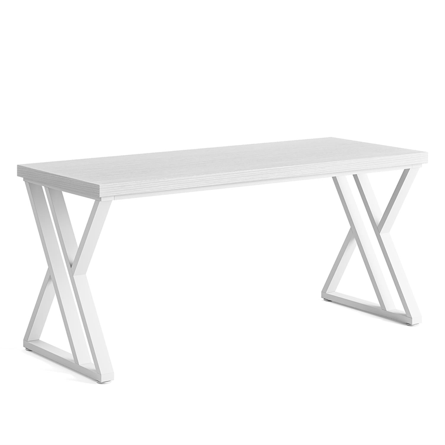 Demi Bonn 55" Heavy-Duty Computer Desk, Gaming Desk, Simple Work Desk for Home Office, Study, Living Room, White